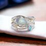 Moonstone And Blue Fire Opal Ring In Sterling Silver, thumbnail 3 of 8