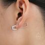 Sterling Silver Cz Pave Safety Pin Hoop Earrings, thumbnail 7 of 12