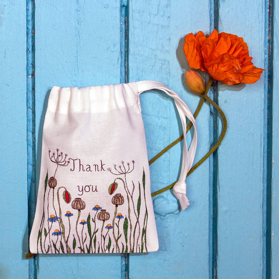 Personalised Poppy Meadow Drawstring Gift Bag By Snapdragon ...