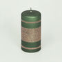 G Decor Green Cappuccino Striped Glitter Pillar Candles, thumbnail 6 of 7