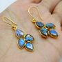 Labradorite Gold Earrings: Sterling Silver Dangle Drop, thumbnail 2 of 6