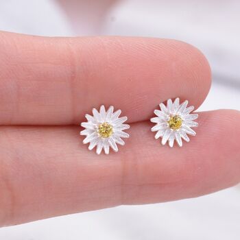 Delicate Daisy Flower Blossom Stud Earrings, 4 of 11