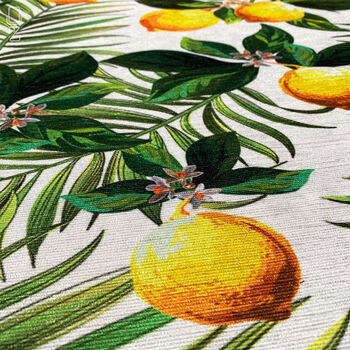 Cushion Cover With Lemons And Tropical Leaves Theme, 2 of 7