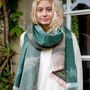 Forest Green To Dusky Pink Leaf Embossed Scarf, thumbnail 1 of 4