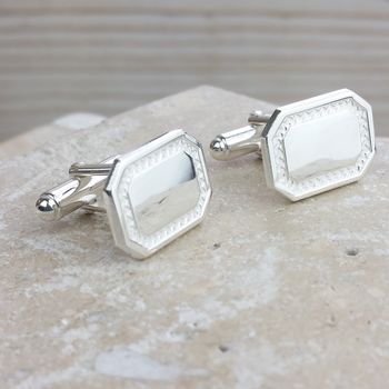 Silver Textured Cuff Links, 3 of 4