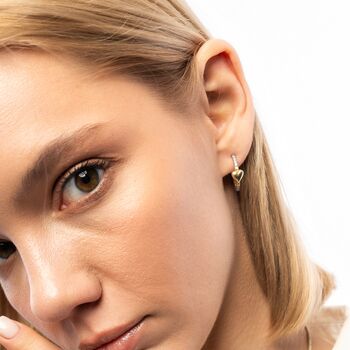 Hoop Heart Pave Sterling Silver Earrings, 7 of 12