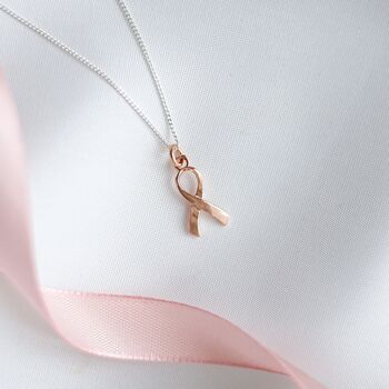 Breast Cancer Awareness Necklace Pink Ribbon Charm, 3 of 6