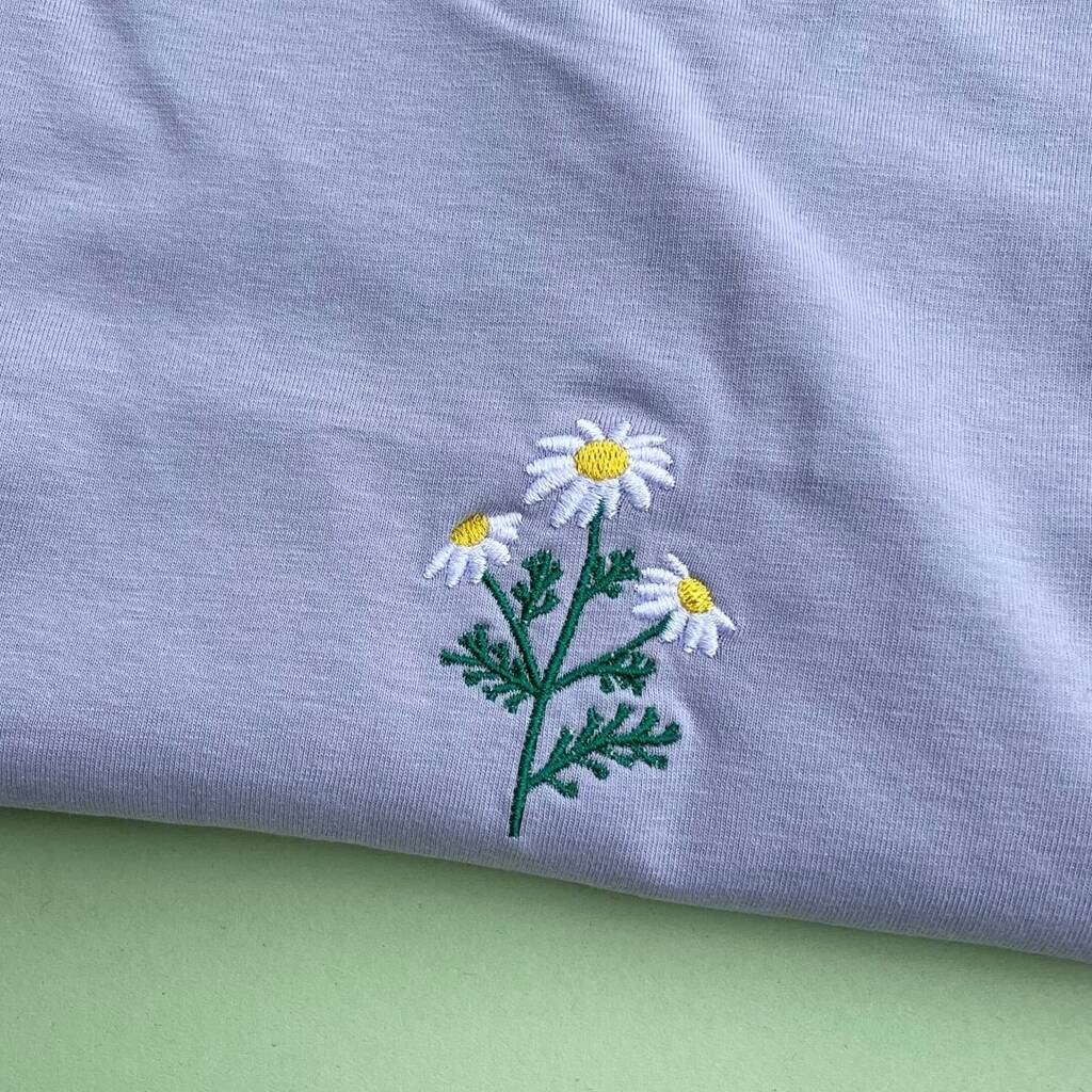 Daisy Embroidered T Shirt By Wonderful World