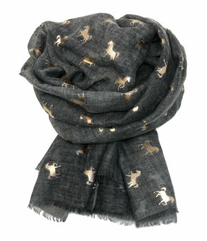 Horse Print Metallic Rose Gold And Silver Foil Scarf, 10 of 10