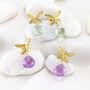 Gold Leaf And Amethyst/ Green Amethyst Earrings, thumbnail 1 of 9