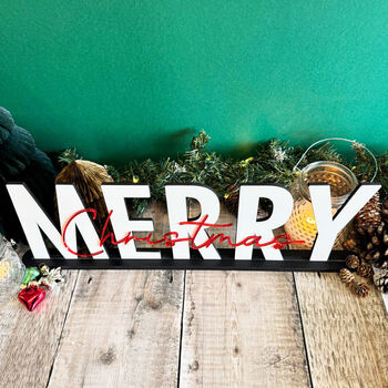 Merry Christmas Sign With Mirrored Acrylic Letters, 7 of 9
