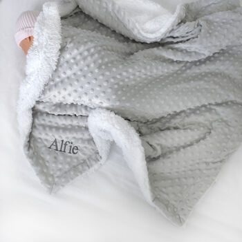 Personalised Grey Bobble Sherpa Baby Blanket, 2 of 8