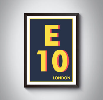 E10 Leyton London Typography Postcode Print, 8 of 10