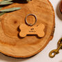 'Walkies' Oak Dog Bone Keyring | Key | Key Accessory, thumbnail 1 of 2