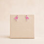 Sterling Silver Pink Flamingo Stud Earrings, thumbnail 2 of 6