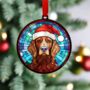 Red Setter In Santa Hat Suncatcher Decoration, thumbnail 3 of 6