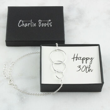 Sterling Silver 30th Birthday Infinity Circles Bracelet, 4 of 5