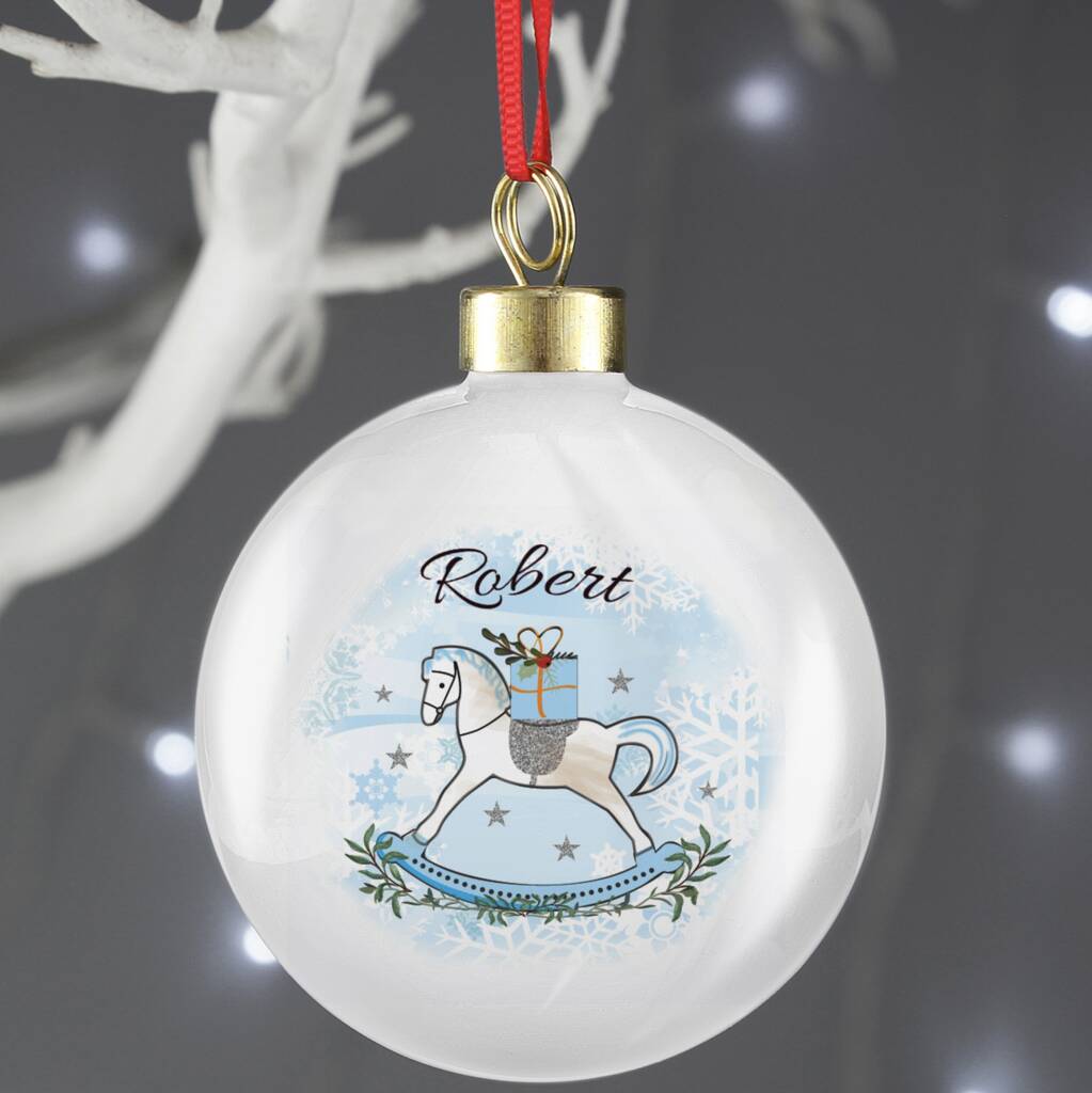 Personalised First Christmas Rocking Horse Bauble By HELLO LOVELY ...