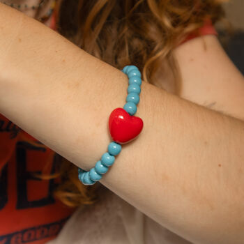 Turquoise Bead And Red Heart Necklace, 5 of 7
