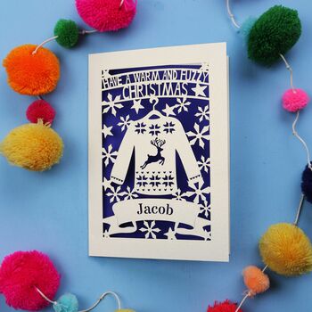Personalised Papercut Christmas Jumper Card, 9 of 10