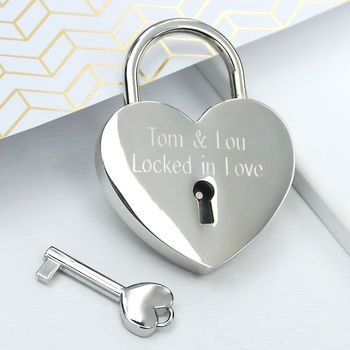 Personalised Silver Plated Lovers Padlock, 4 of 9