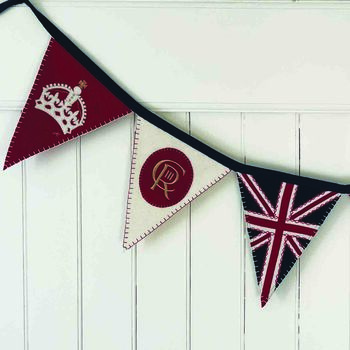 Union Jack Coronation Bunting In Hand Embroidered Wool, 3 of 5