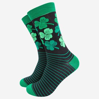 Men's Lucky Irish Shamrock Bamboo Socks, 2 of 4
