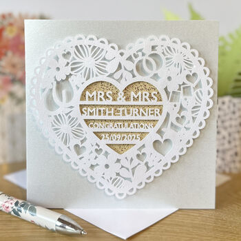 Personalised Wedding Day Papercut Heart Card, 2 of 6