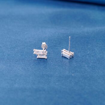 Cluster Cz Stone Stud Earrings 925 Sterling Silver, 3 of 9