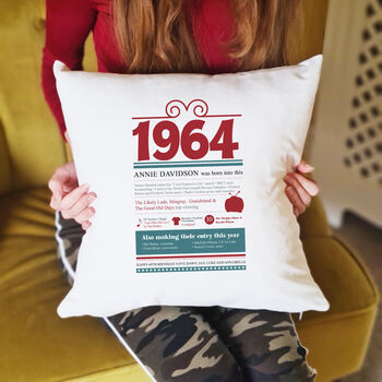 Personalised 60th Birthday Gift 1964 Cushion, 9 of 9