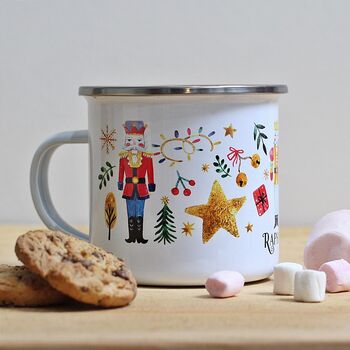 Personalised Nutcracker Christmas Enamel Mug, 5 of 6