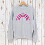 Ladies Leopard Rainbow Sweatshirt With Neon Pink, thumbnail 3 of 6