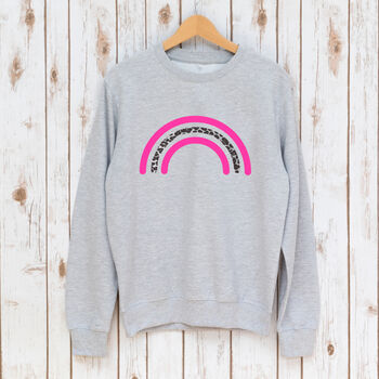 Ladies Leopard Rainbow Sweatshirt With Neon Pink, 3 of 6