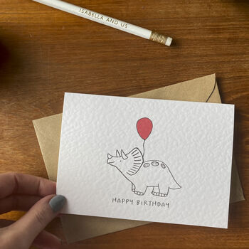 Dinosaur Happy Birthday Balloon Card, 2 of 5