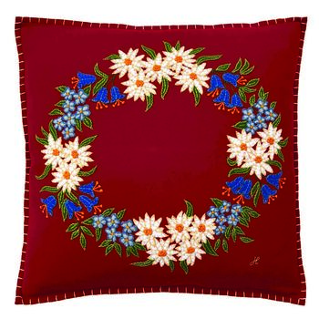 Edelweiss Wreath Christmas Cushion In Luxury Wool, 2 of 4