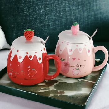 Strawberry Desert Mug With Lid And Spoon, 4 of 10