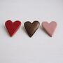 Handmade Ceramic Valentines Heart Badge Pink Red Gold, thumbnail 7 of 11