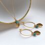 Turquoise And Vermeil Or Sterling Silver Leaf Set, thumbnail 1 of 9