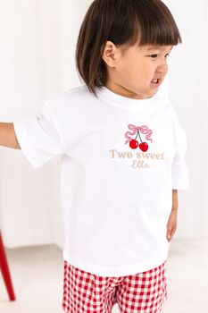 Personalised Cherry 'Two Sweet' Second Birthday T Shirt, 3 of 8