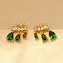 Emerald Green Charm Stud Earrings 18ct Gold Plated, thumbnail 1 of 3