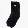 Red Toadstools Woodland Embroidered Ankle Socks Women's Black, thumbnail 2 of 3