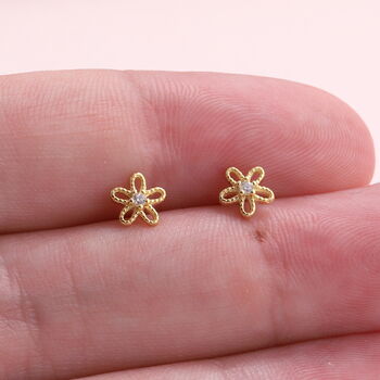 'One Must Have' Sterling Silver Little Flower Earrings, 5 of 8