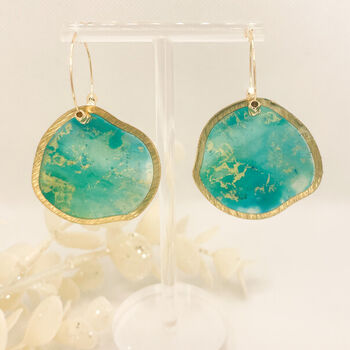 Large Abstract Green And Gold Foil Statement Earrings, 4 of 8