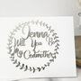 Personalised Silver Garland Be My Godmother Card, thumbnail 4 of 8