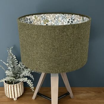 Betsy Tussock Green Tweed Floral Lined Lampshades, 4 of 9