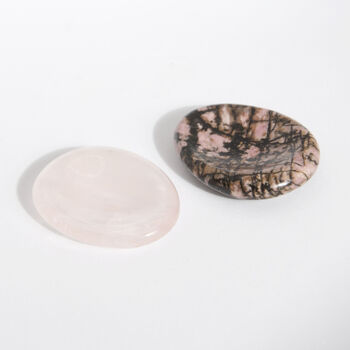 Rose Quartz And Rhodonite Worry Stone Duo For Love, 2 of 3