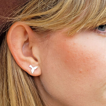Whale Tail Silver Stud Earrings, 3 of 9