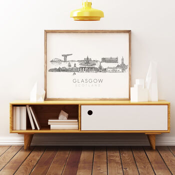 Glasgow Scotland Skyline Black And White Art Print, 4 of 7