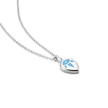 Blue Serene Aqua Blue Glowing Pendant Necklace With Uv Keyring Torch, 2 of 5