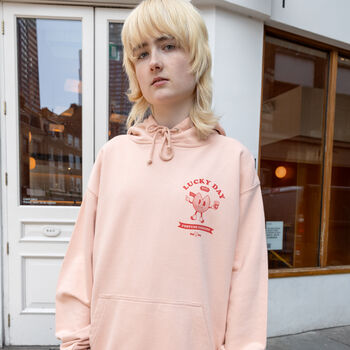 Lucky Day Fortune Cookies Unisex Peach Hoodie, 6 of 8